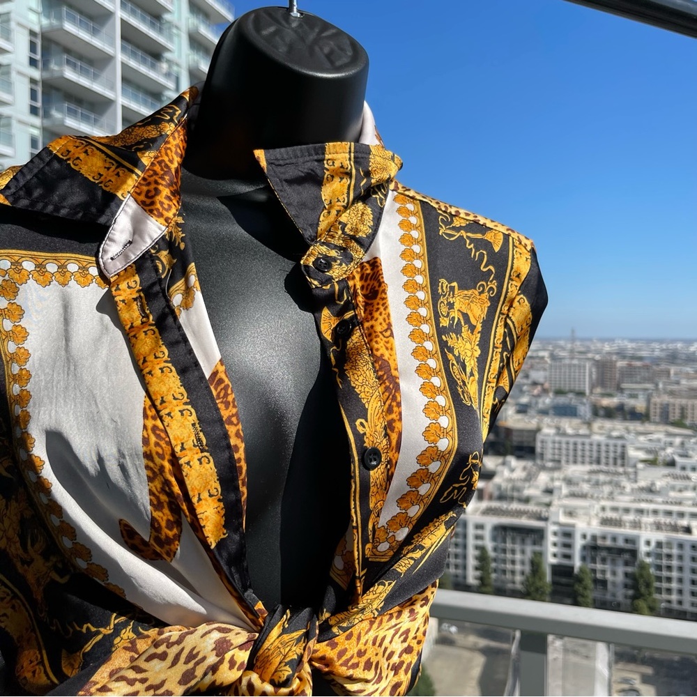 Leopard Print Satin Oversized Shirt